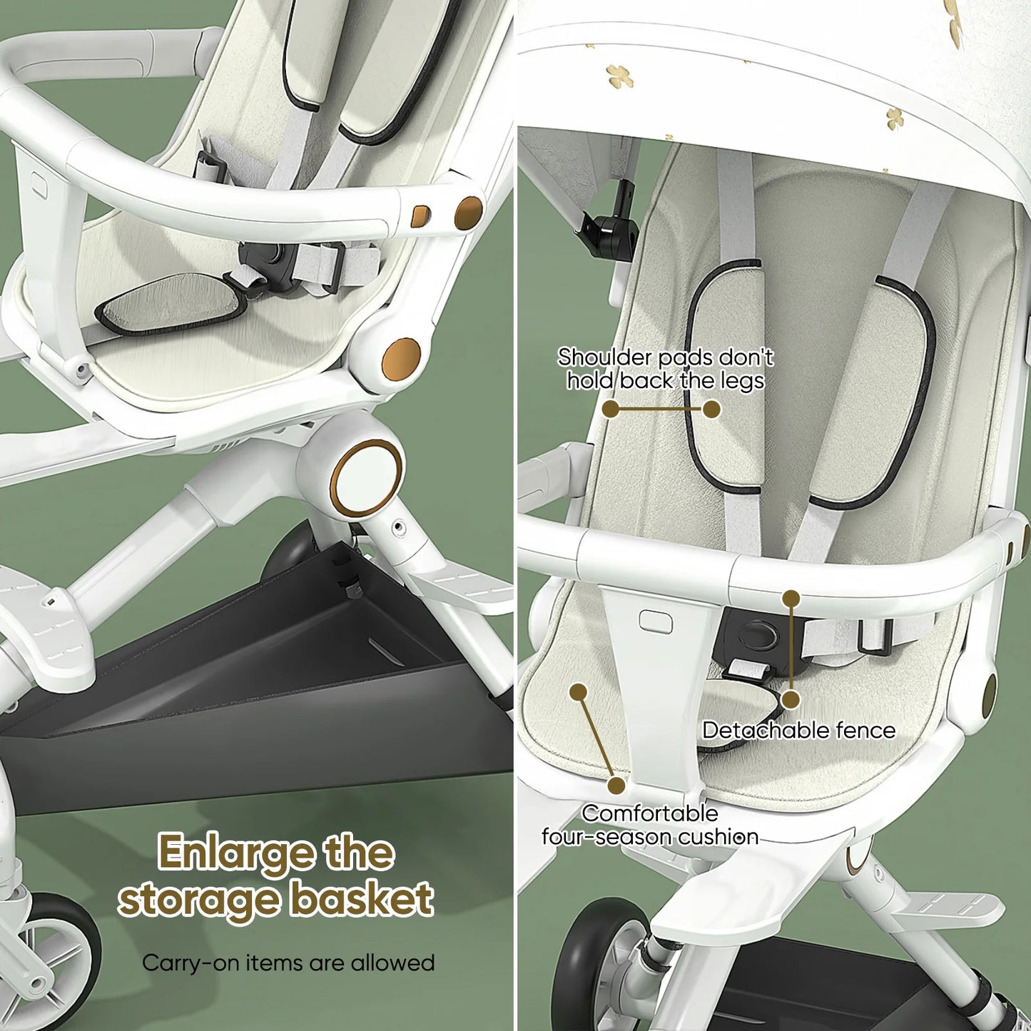 🚼✨ Poussette Bébé 3-en-1 Universelle | Ultra Légère, Réversible, Absorption des Chocs 🌟