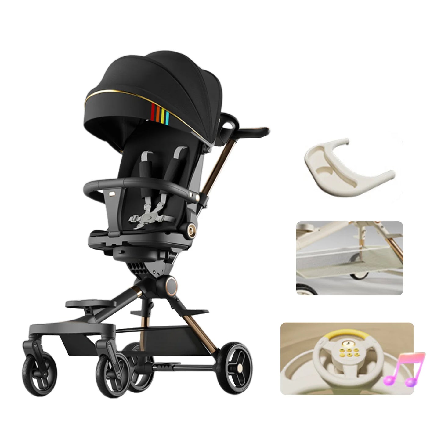 🚼✨ Poussette Bébé 3-en-1 Universelle | Ultra Légère, Réversible, Absorption des Chocs 🌟