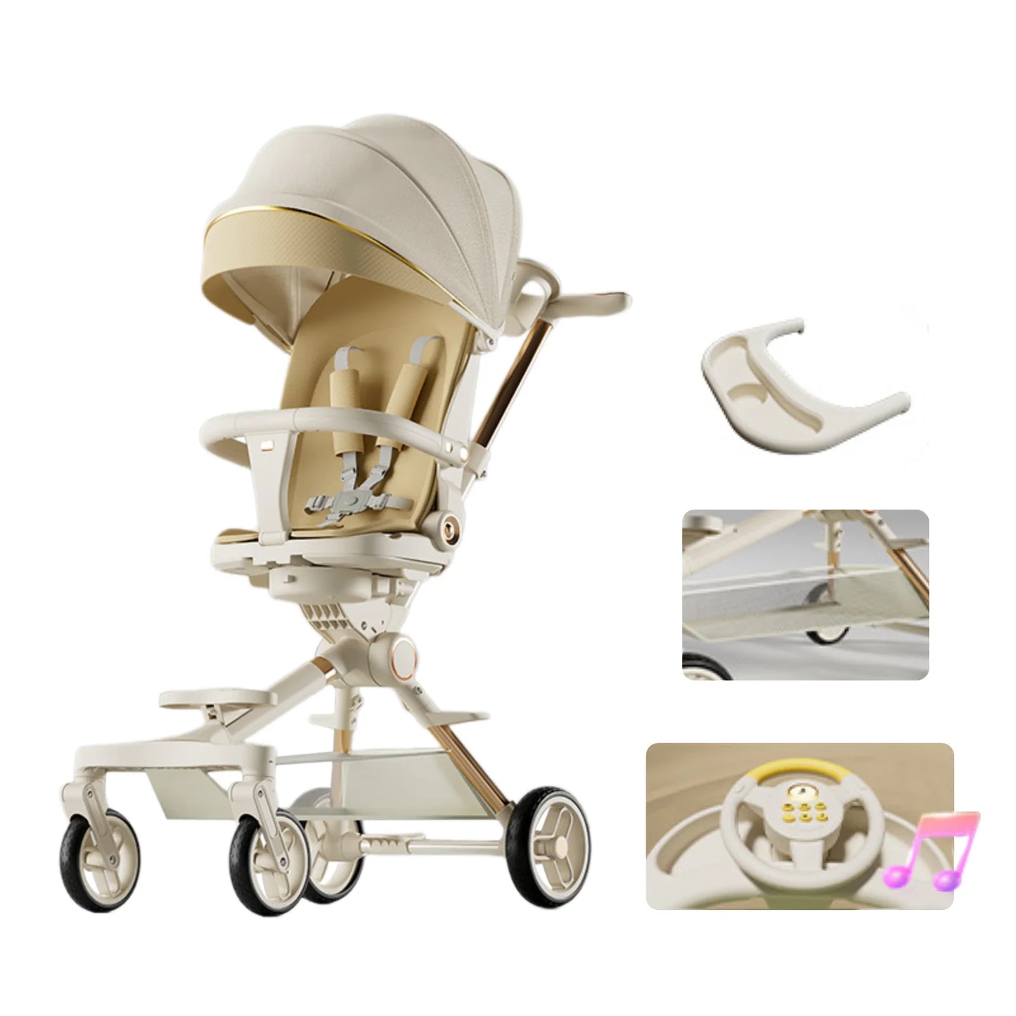 🚼✨ Poussette Bébé 3-en-1 Universelle | Ultra Légère, Réversible, Absorption des Chocs 🌟