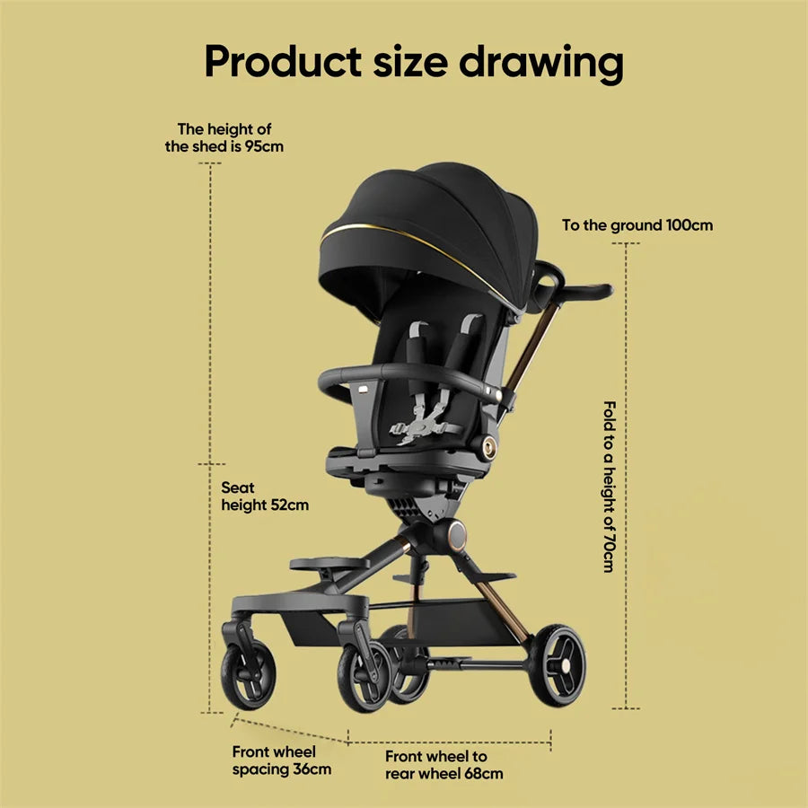 🚼✨ Poussette Bébé 3-en-1 Universelle | Ultra Légère, Réversible, Absorption des Chocs 🌟